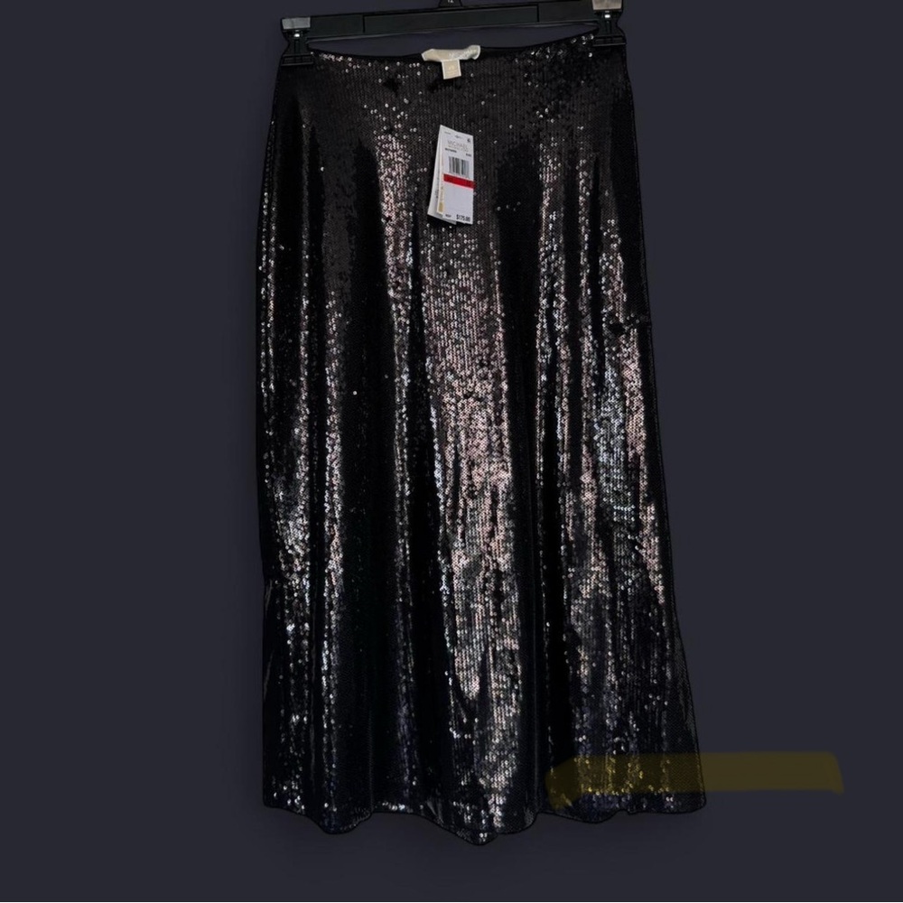Michael Kors Black Sequin Midi Skirt